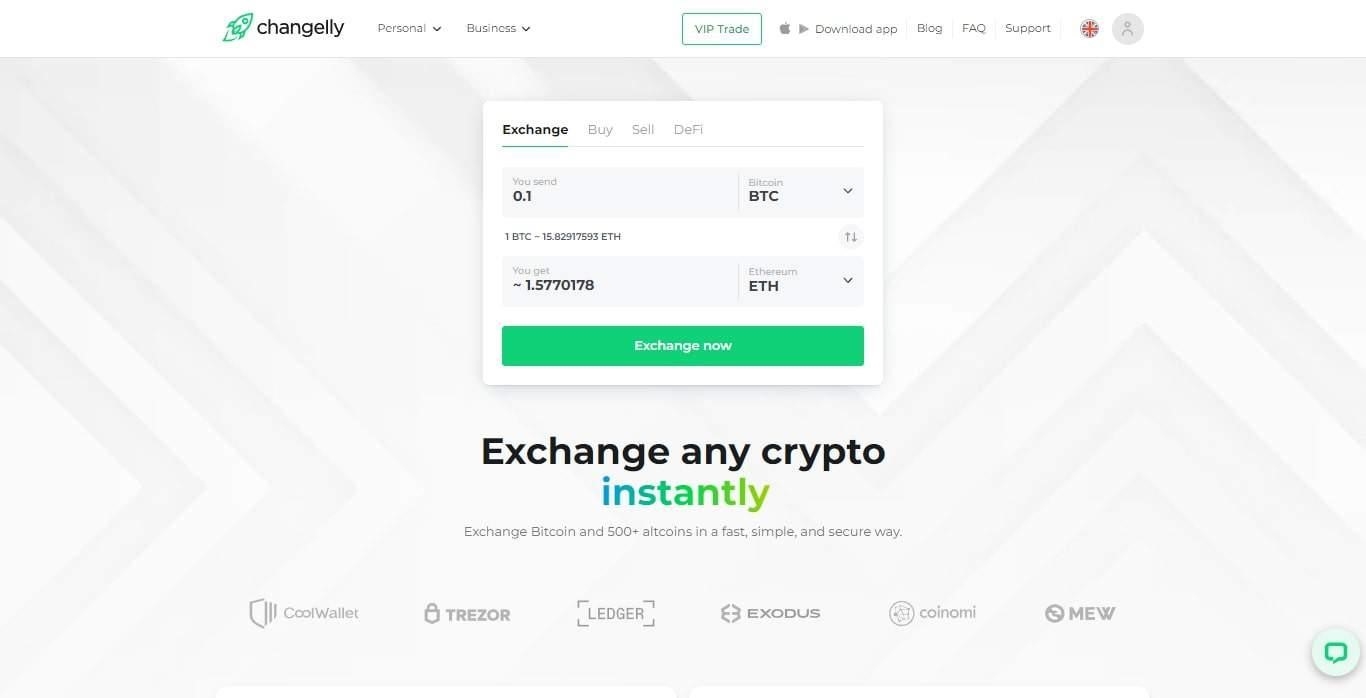 1. Changelly - Best for Instant Crypto Swaps